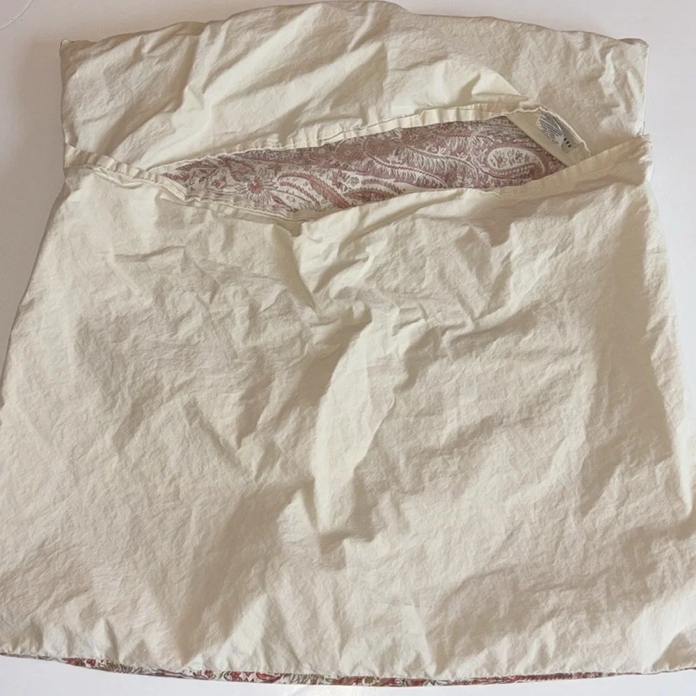 Pottery Barn FULL/QUEEN DUVET PAISLEY RED CREAM AND BLUE 2 Euro Shams